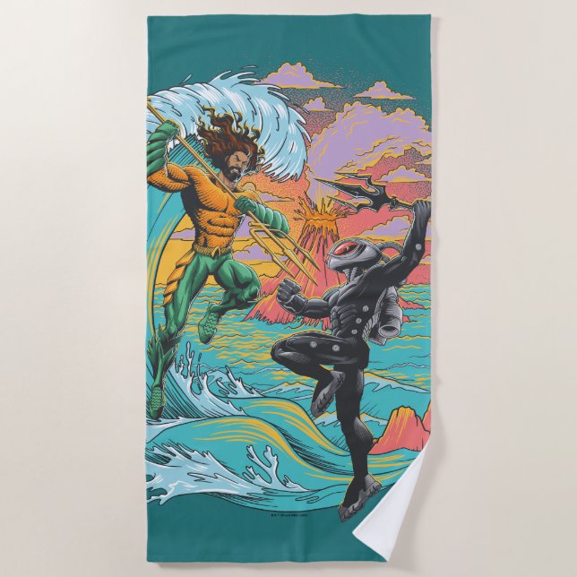 Toalha De Praia Aquaman & Black Manta Tidal Wave (Frente)