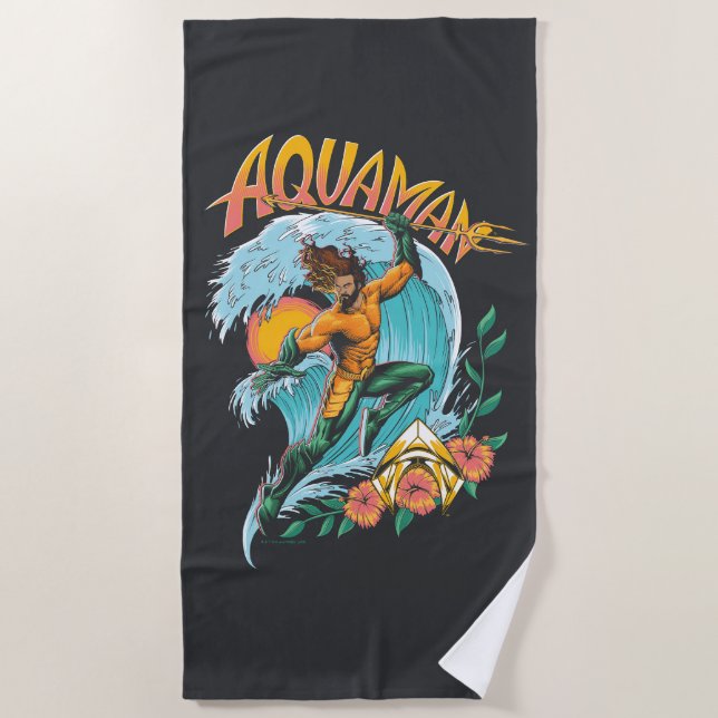 Toalha De Praia Aquaman e Trident Ascensão Graphic (Frente)