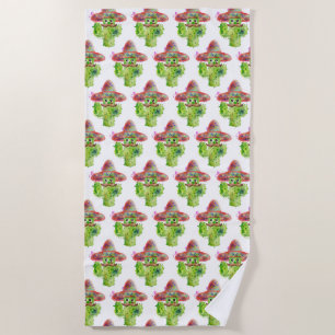 Toalha De Praia Aquarela Cactus Art Mustache Que Olhos Verdes