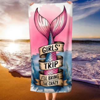 Toalha De Praia Aquarela Mermaid Tail Trip Engraçado
