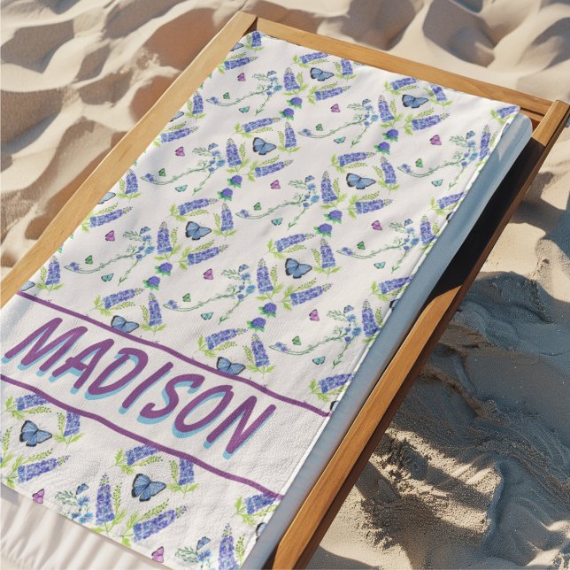 Toalha De Praia Aquarelas floral Alto Calçado Com Borboletas (Criador carregado)