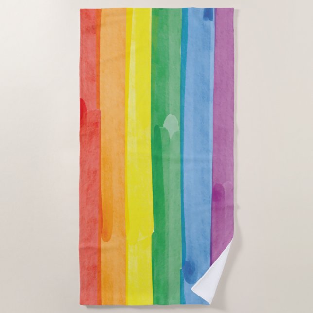 Toalha De Praia Aquarelas Orgulho Arco-íris (Frente)