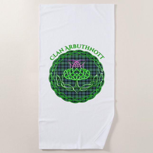 Toalha De Praia Arbuthnott escocês Tartan Celtic Thistle (Frente)