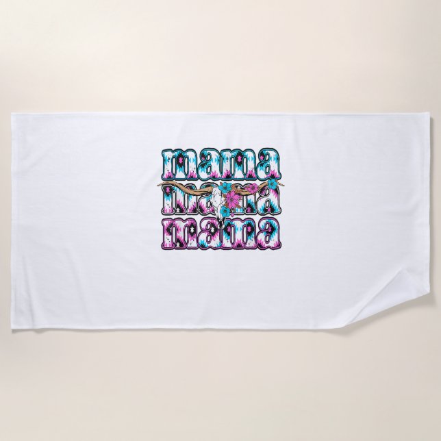 Toalha De Praia Arco Coquette Mama Cowhide Turquoise Cowgirl Weste (Frente)