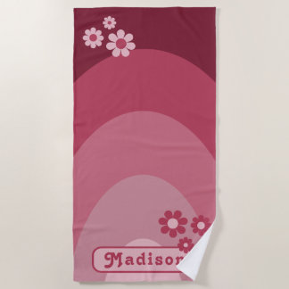Toalha De Praia Arco de Margarida Retro Groovy Personalizado