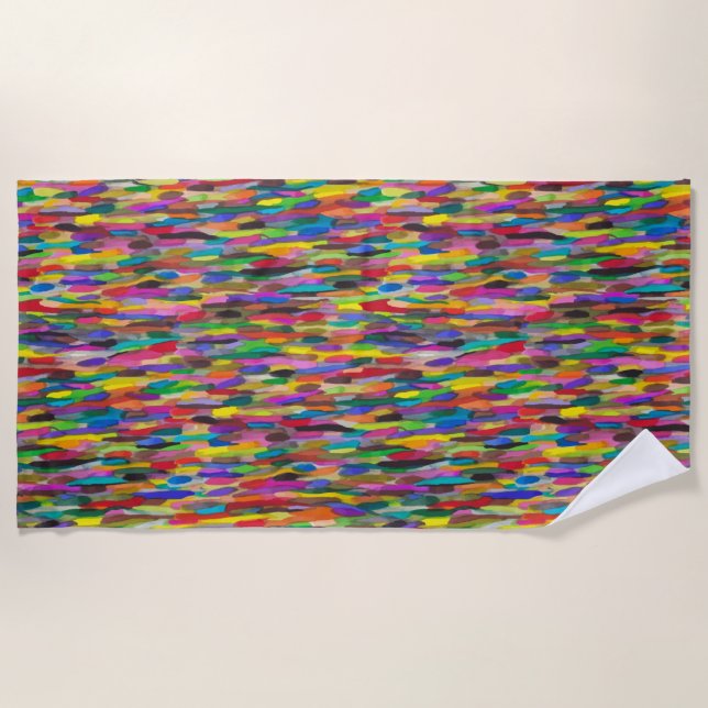 Toalha De Praia Arco-Íris Brushstrokes (Frente)