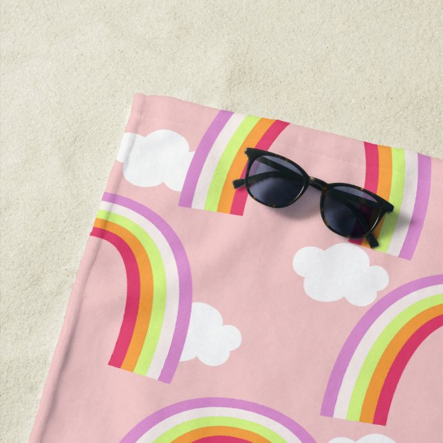 Toalha De Praia Arco-íris com Nuvem Rosa (In Situ)