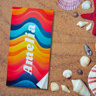 Toalha De Praia Arco-íris ondulado personalizado