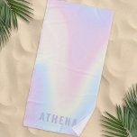 Toalha De Praia Arco-íris pastel suave, moda, mínimo moderno<br><div class="desc">Toalha de praia com um fundo de arco-íris pastel macio e seu nome em roxo claro.</div>