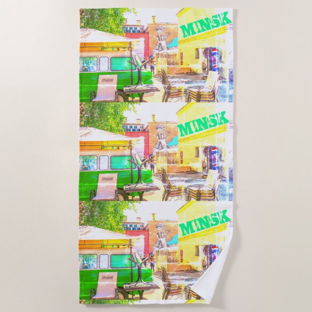 Toalha De Praia Área de Grafite da Arquitetura de Minsk Belarus (Frente)