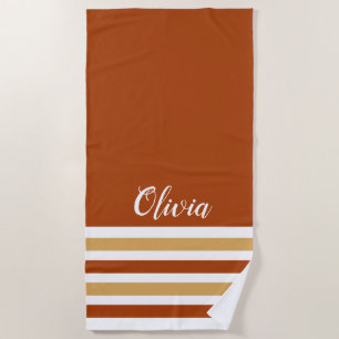Toalha De Praia Areia Castanho Personalizada E Branco Estimulados