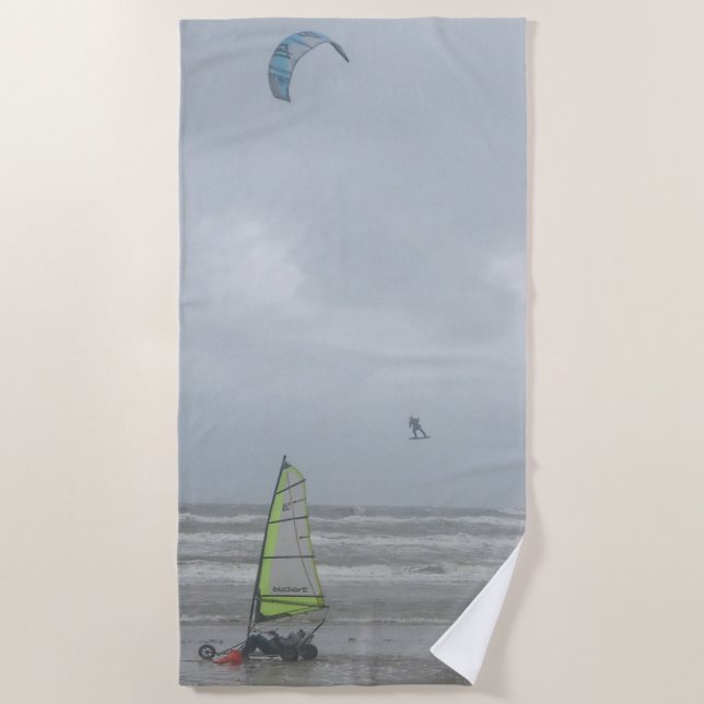 Toalha De Praia Areia Iate & Kite Surfing Beach Towel (Frente)