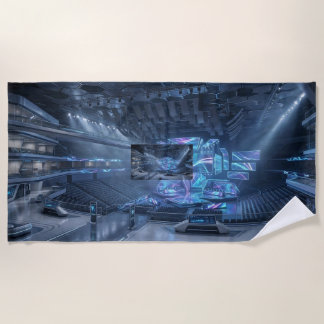 Toalha De Praia Arena de Esports Futurista Fundo de Jogos.