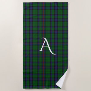 Toalha De Praia Armstrong Clan Tartan Xadrez Monograma Beach Towel
