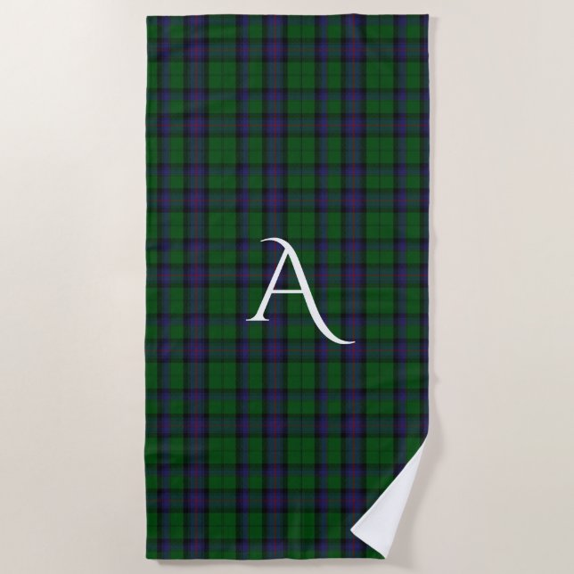 Toalha De Praia Armstrong Clan Tartan Xadrez Monograma Beach Towel (Frente)