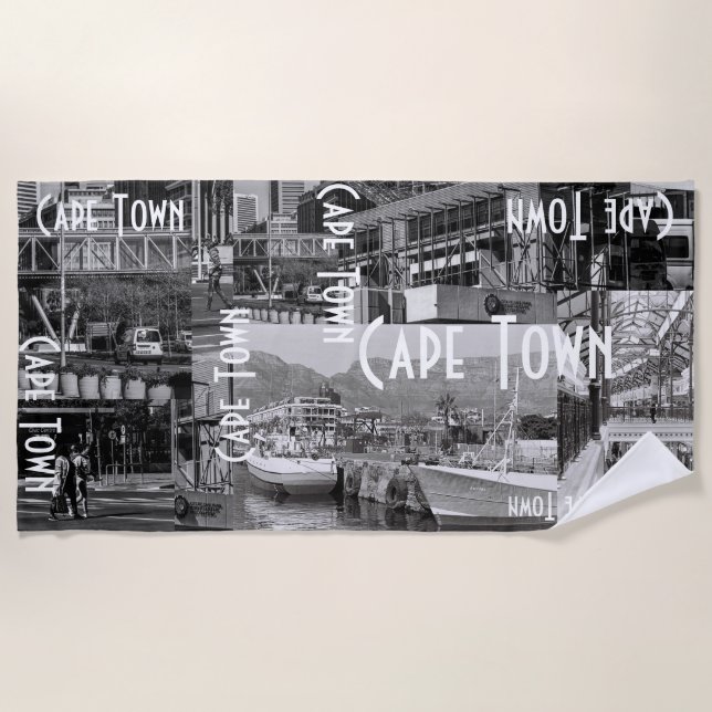 Toalha De Praia Arquitetura Monocromática de paisagem urbana da Ci (Frente)