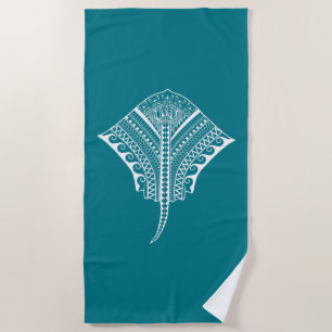 Toalha De Praia Arraia-lixa tribal branca