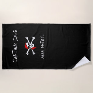 Toalha De Praia ARRR Matey Personalizado Pirate Beach Towel Black