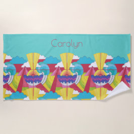 Toalha De Praia Art Deco design, abstrato, seu nome