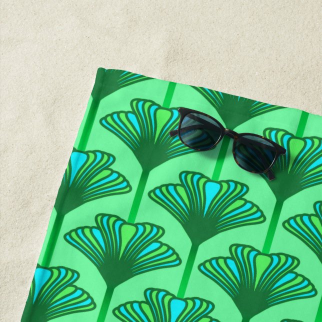 Toalha De Praia Art Deco Lily, Jade Green e Turquesa (In Situ)