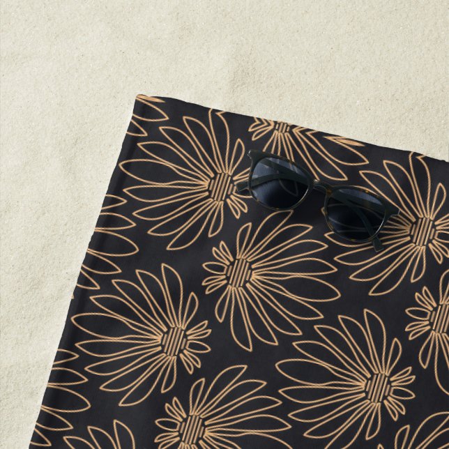 Toalha De Praia Art Deco pattern with gold floral motifs  (In Situ)