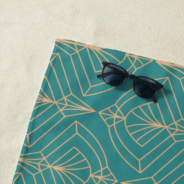Toalha De Praia Art Deco pattern with gold geometric shapes  (In Situ)