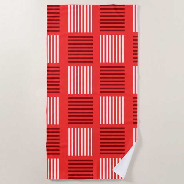 Toalha De Praia Art Deco Weave - Vermelho (Frente)