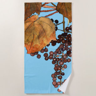 Toalha De Praia Art Nouveau Uvas Congeladas