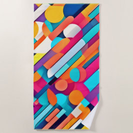 Toalha De Praia Arte Abstrato Geométrica Vibrante