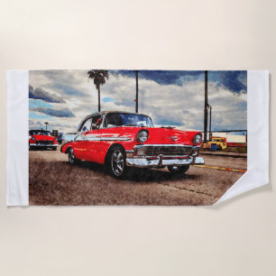 Toalha De Praia Arte aquosa do Chevrolet Bel Air de 1956