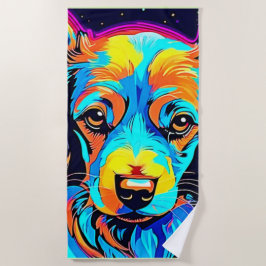 Toalha De Praia Arte Canina de Pop em Lata de Cor Elétrica