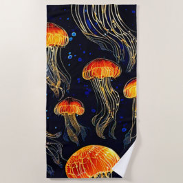 Toalha De Praia Arte de águas-vivas oceânicas brilhante