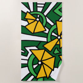 Toalha De Praia Arte de Arroz das Flores Amarelas