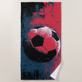 Toalha De Praia Arte de bola de futebol com respingos de Grunge
