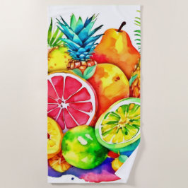 Toalha De Praia Arte de Cartografia de Frutas Tropicais