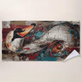 Toalha De Praia Arte de Grafite de Cisne Urbano com Borboleta Mona