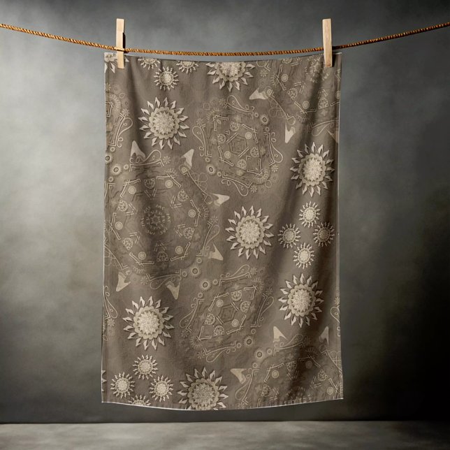 Toalha De Praia Arte de hexa-sepia ouro ursidae (Criador carregado)