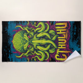 Toalha De Praia Arte de Horror Cthulhu Neon – Inspirado em Lovecra