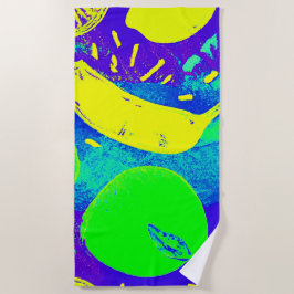 Toalha De Praia Arte de Padrão de Cor Neon Expressiva do Fruta