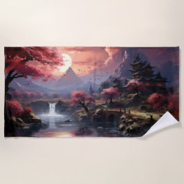 Toalha De Praia Arte de Paisagem Japonesa