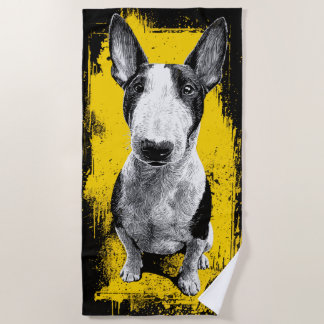 Toalha De Praia Arte de retrato de Bull Terrier Grunge
