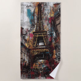 Toalha De Praia Arte de Rua Torre Eiffel Paris Grafite Urbano 