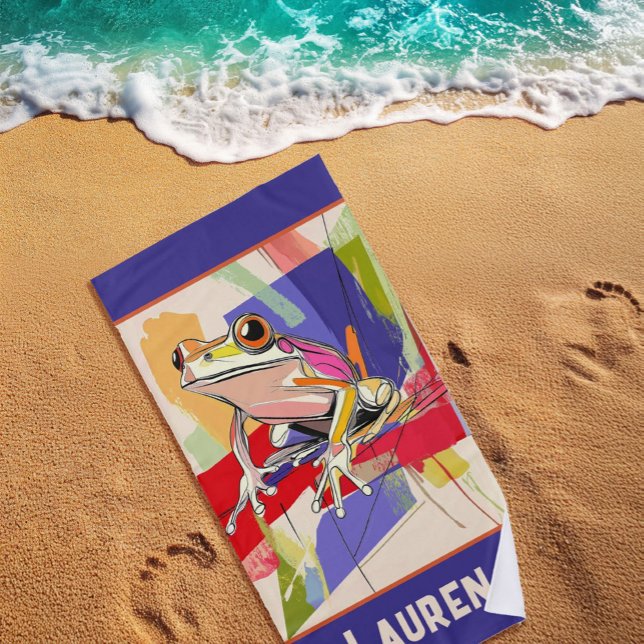 Toalha De Praia Arte de Sapo Roxo Fantástica (Criador carregado)