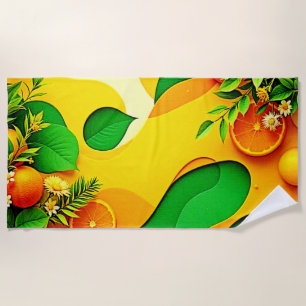 Toalha De Praia Arte de Vibrações de Verão de Cítricos Frescos