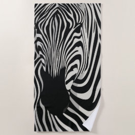 Toalha De Praia Arte de Zebra em Preto e Branco em Close-Up