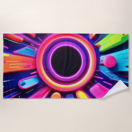 Toalha De Praia Arte Espacial Neon Vortex