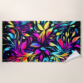 Toalha De Praia Arte Floral Explosão Neon