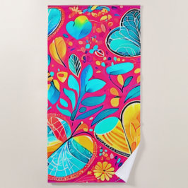 Toalha De Praia Arte Floral Vibrante