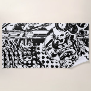 Toalha De Praia Arte Geométrica Preto e Branco 20