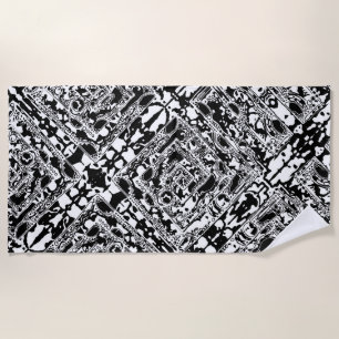 Toalha De Praia Arte Geométrica Preto e Branco 25